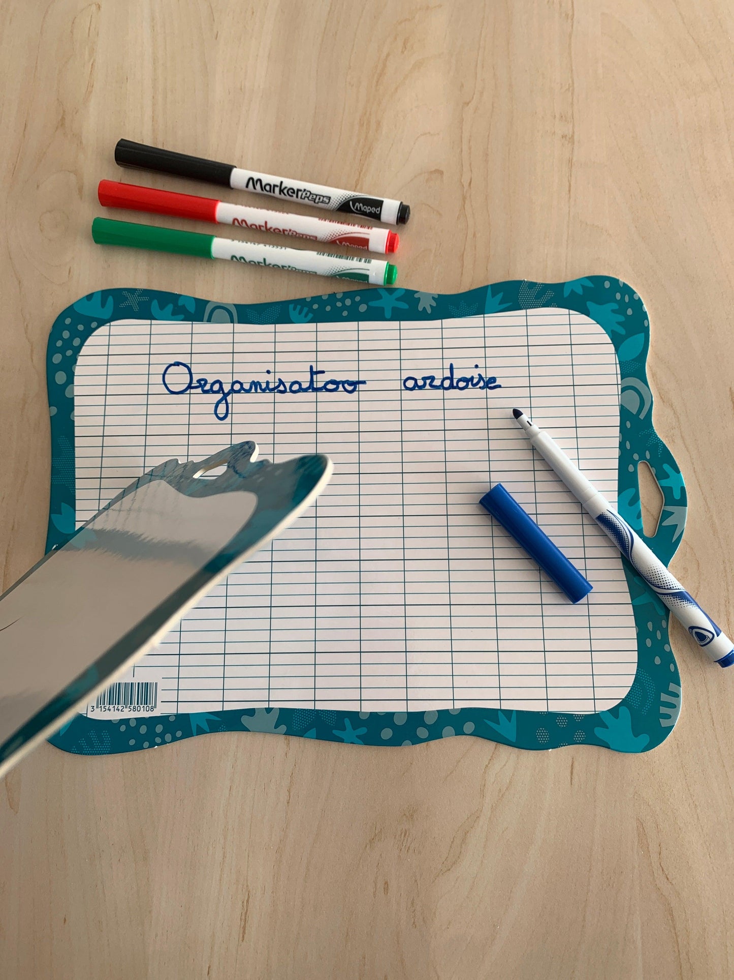 Ardoise Blanche 100% Carton (face blanche / face quadrillage écriture) - Organisatoo