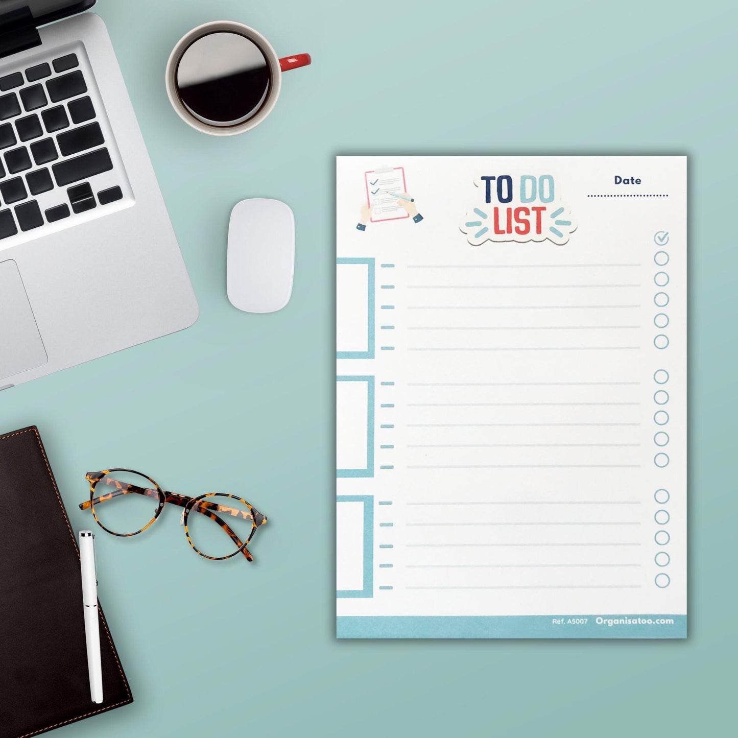 Bloc To do list - pense bêtes des tâches à faire A5 - Organisatoo