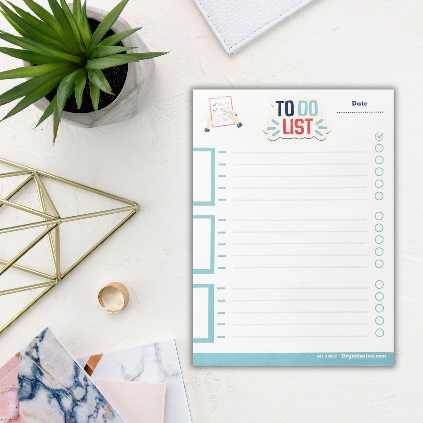Bloc To do list - pense bêtes des tâches à faire A5 - Organisatoo