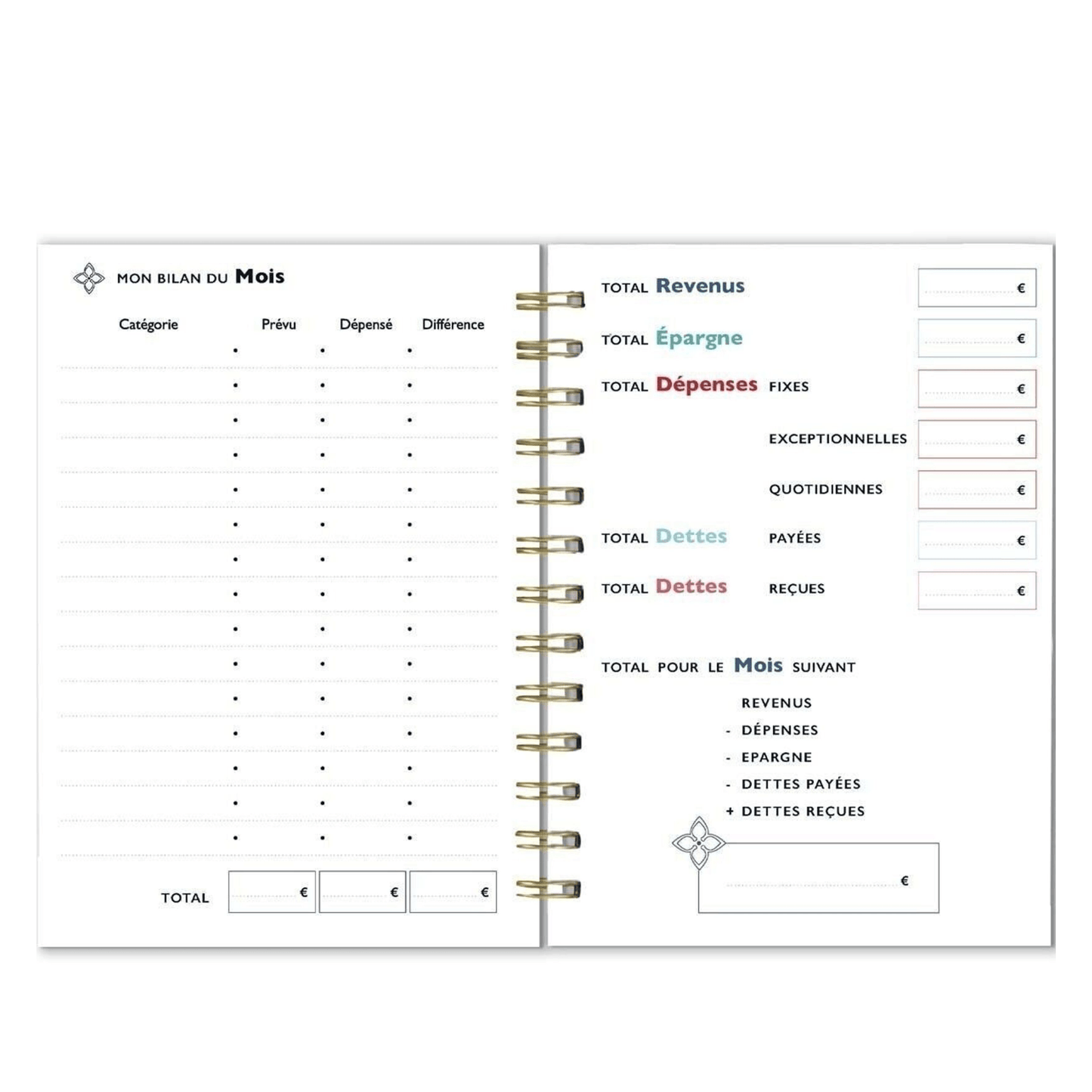 Carnet de budget A5 - 192 pages - Organisatoo