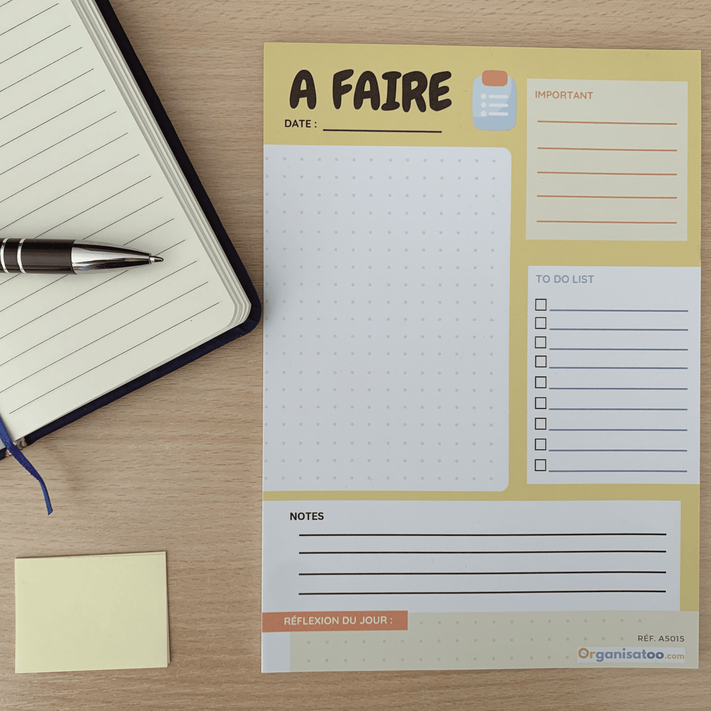 Bloc à faire - noter et organiser votre journée - A5 - Organisatoo