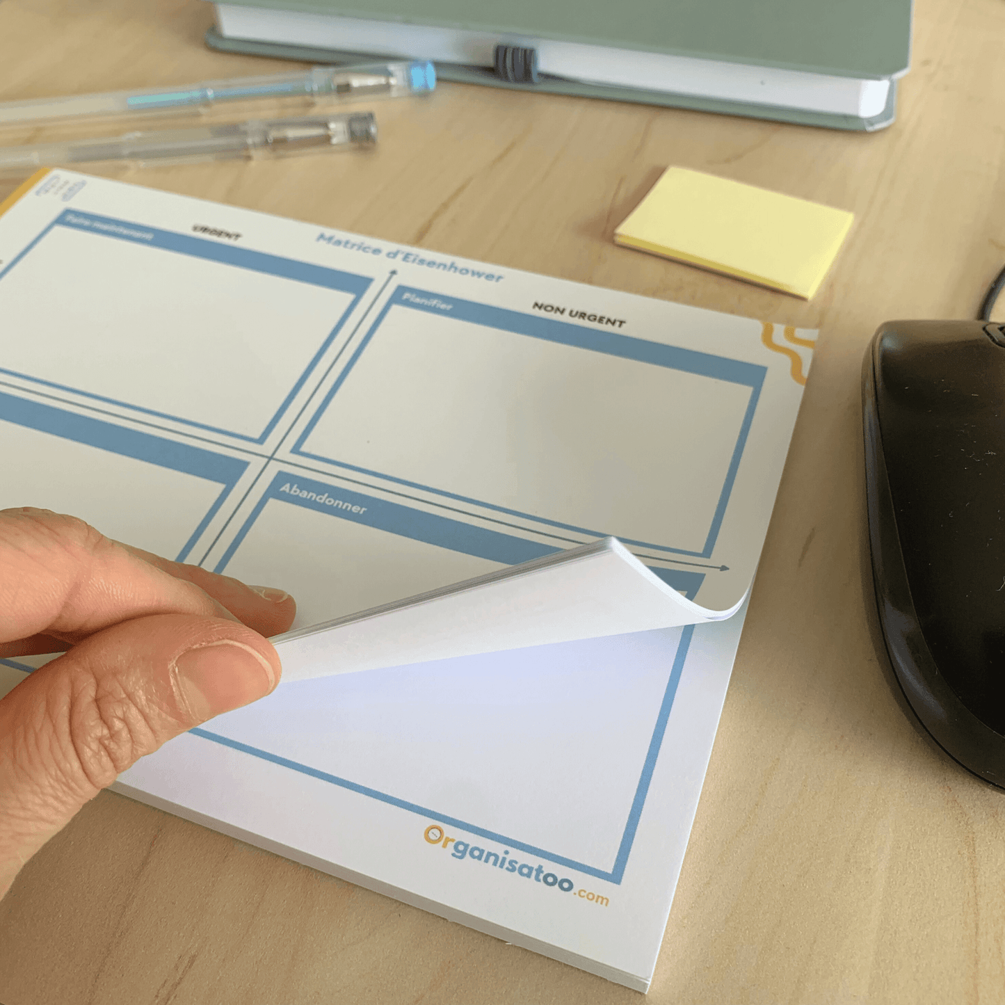 Matrice Eisenhower Bloc notes - gestion des priorités - Organisatoo