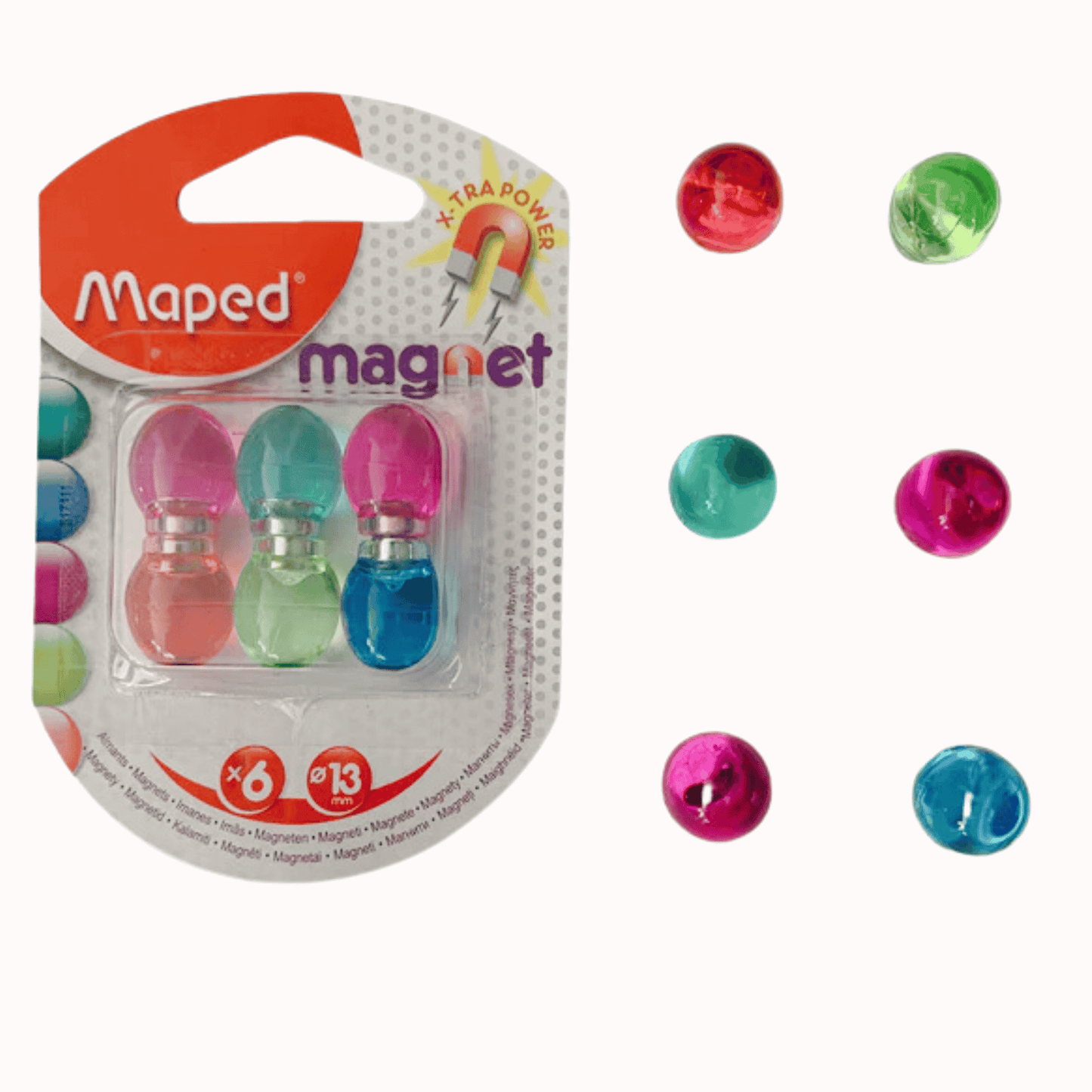 6 aimants boules translucides X-tra power - Organisatoo