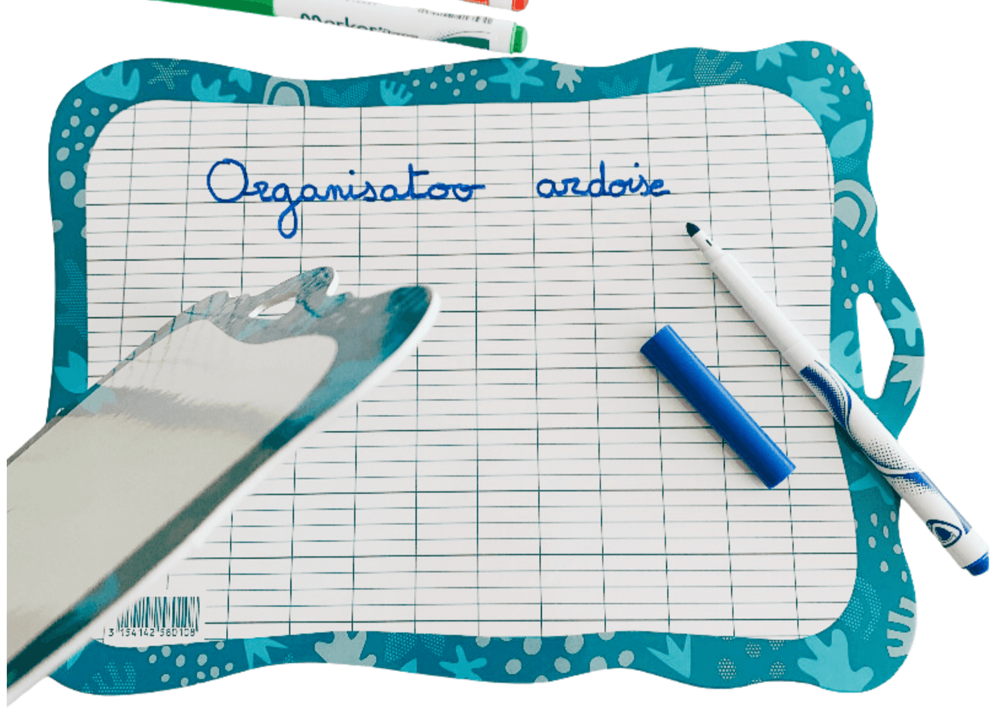 Ardoise Blanche 100% Carton (face blanche / face quadrillage écriture) - Organisatoo