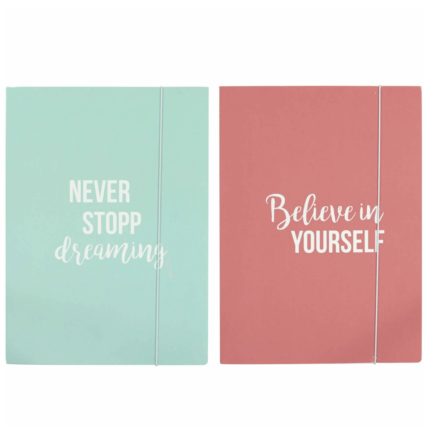2 Pochettes chemises A4 turquoise et rose - messages motivation - Organisatoo