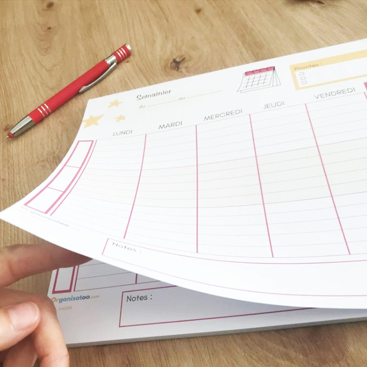 semainier de bureau papier