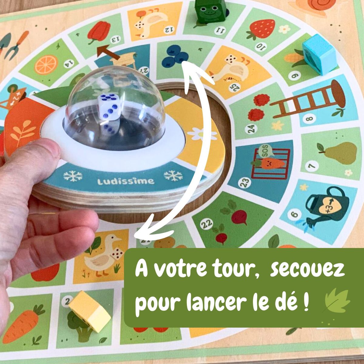 lanceur de dés en bois