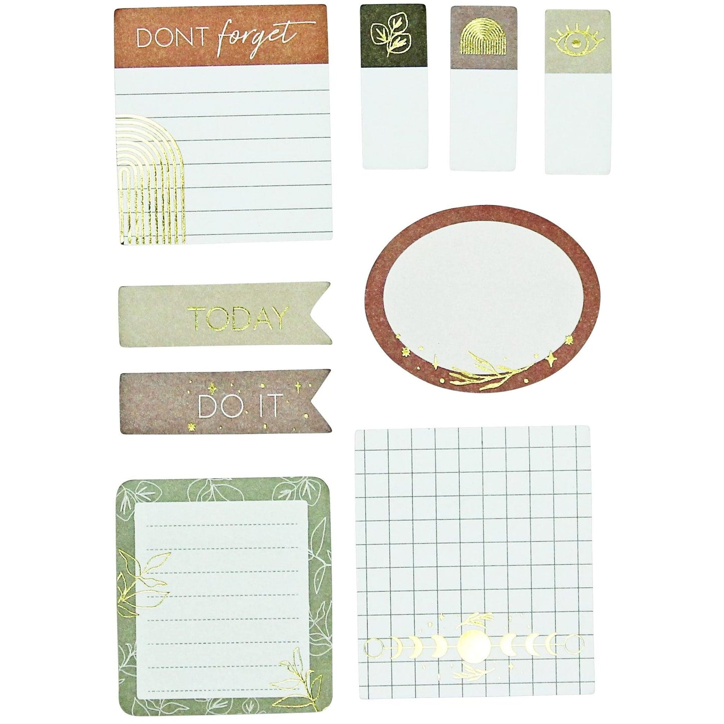 Set de notes autocollantes et onglets. Couleur pastel et doré. - Organisatoo