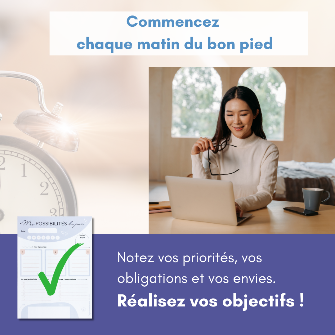 Bloc Mes possibilités du jour - aide à la motivation au quotidien - Organisatoo