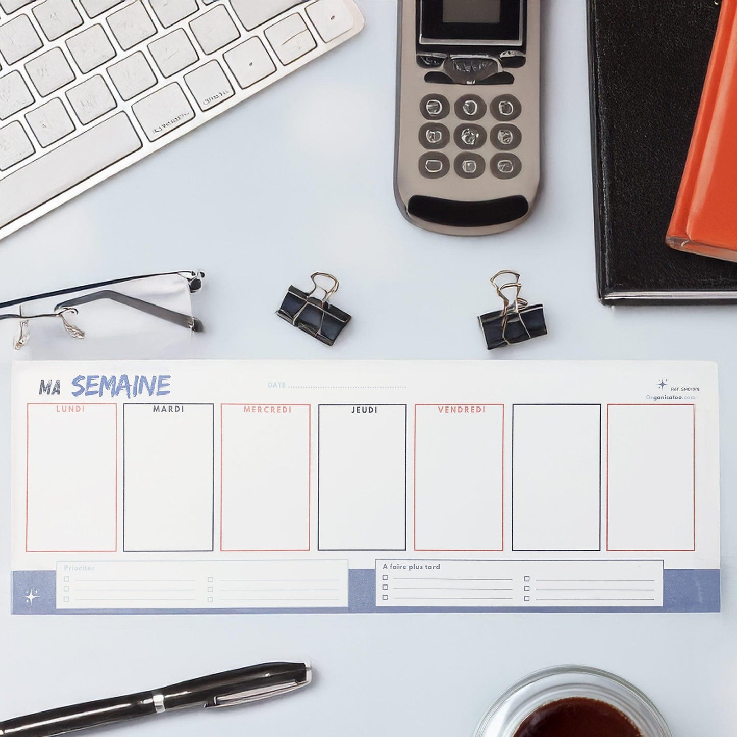 Grand semainier sous-main "Ma semaine" 42 x 15 cm - Organisatoo