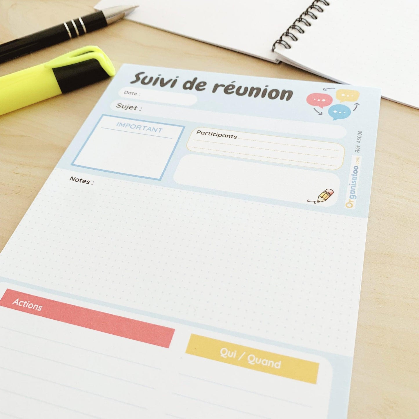 Bloc suivi de réunion - Notes et actions - Organisatoo