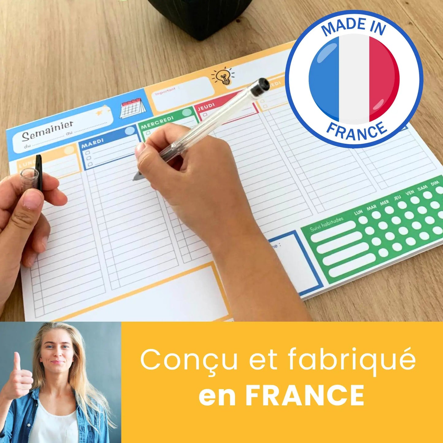 Programme de la semaine A4 - Bloc 50 pages planner avec tracker