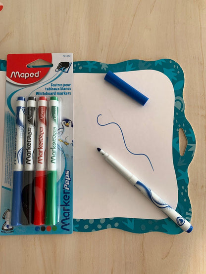 4 feutres effaçables pour tableaux blancs, ardoises - Organisatoo