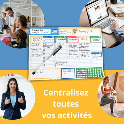 Programme de la semaine A4 - Bloc 50 pages planner avec tracker