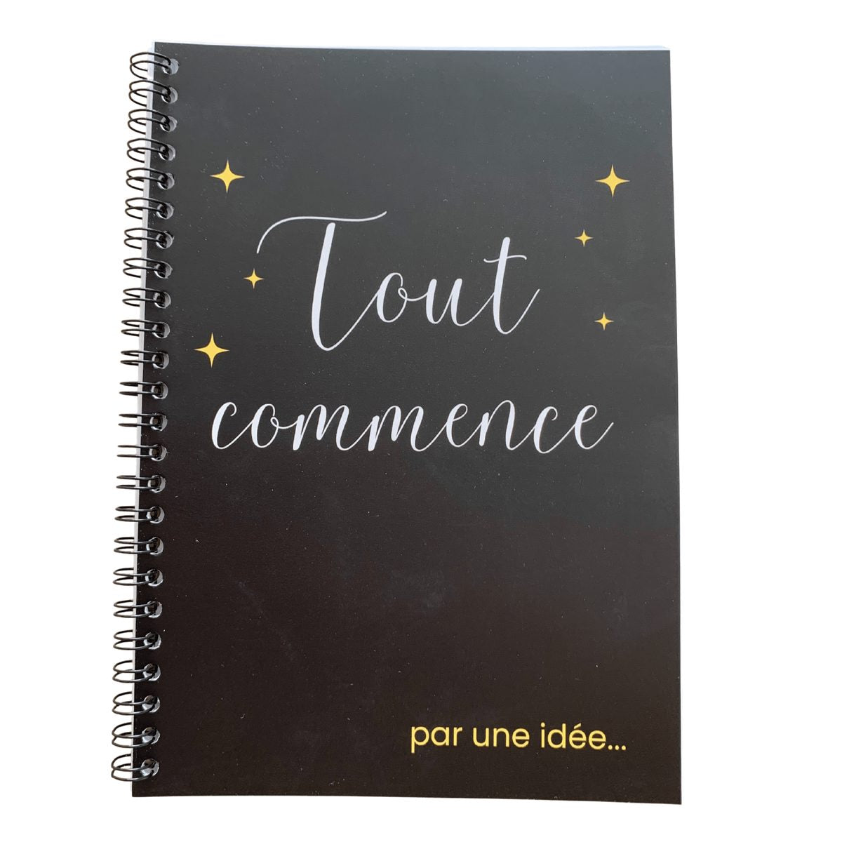 Cahier tout commence par une idée - A5 spirales 25 pages - Organisatoo