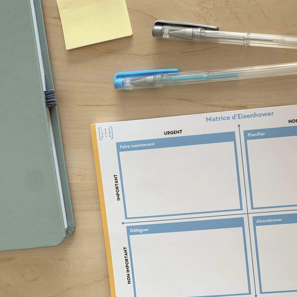 Matrice Eisenhower Bloc notes - gestion des priorités - Organisatoo