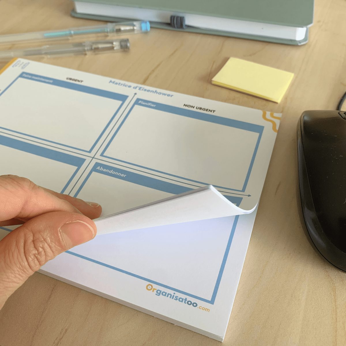 Matrice Eisenhower Bloc notes - gestion des priorités - Organisatoo