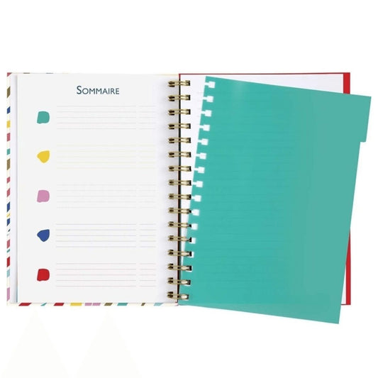Carnet de notes A5 à spirales avec intercalaires déplaçables. - Organisatoo
