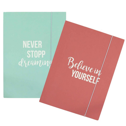 2 Pochettes chemises A4  turquoise et rose - messages motivation