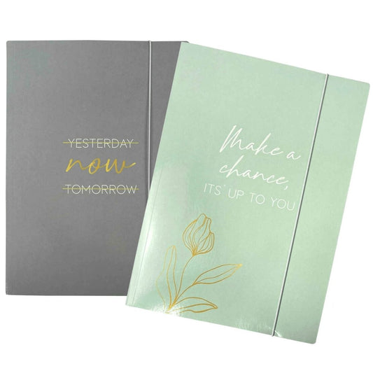 2 Pochettes chemises A4 grise et verte - messages motivation - Organisatoo