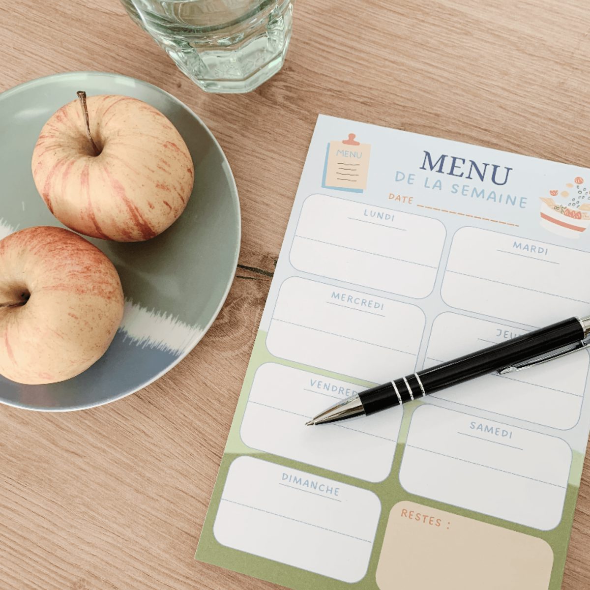 Bloc-notes menu de la semaine - planificateur repas - Organisatoo