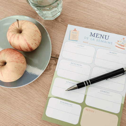 Bloc-notes menu de la semaine - planificateur repas - Organisatoo