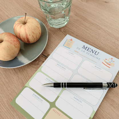 Bloc-notes menu de la semaine - planificateur repas - Organisatoo