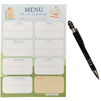 Bloc-notes menu de la semaine - planificateur repas