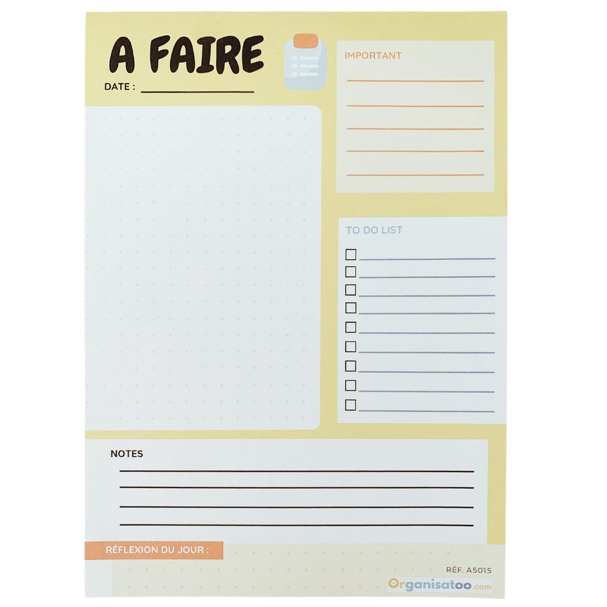 Bloc à faire - noter et organiser votre journée - A5 - Organisatoo
