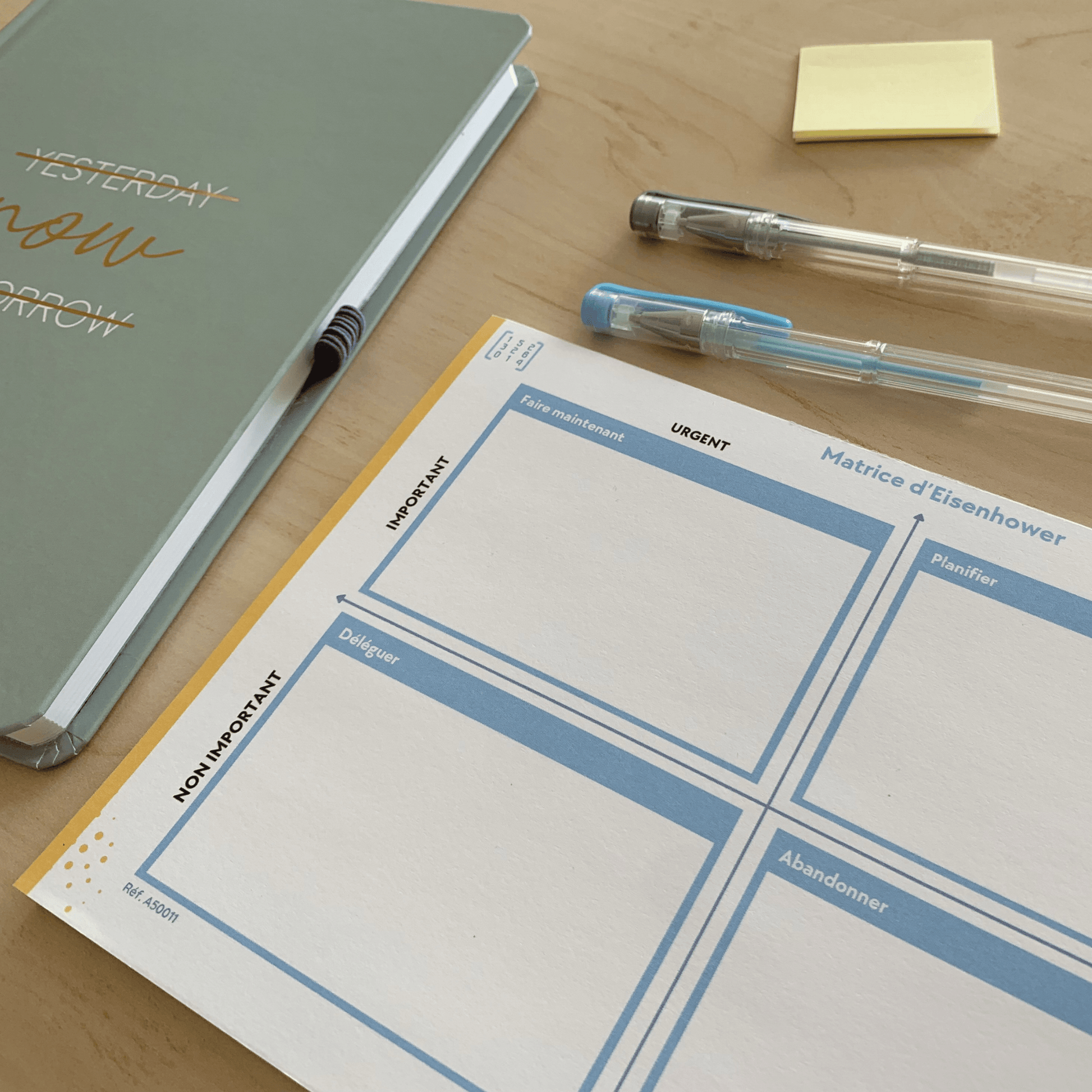 Matrice Eisenhower Bloc notes - gestion des priorités - Organisatoo