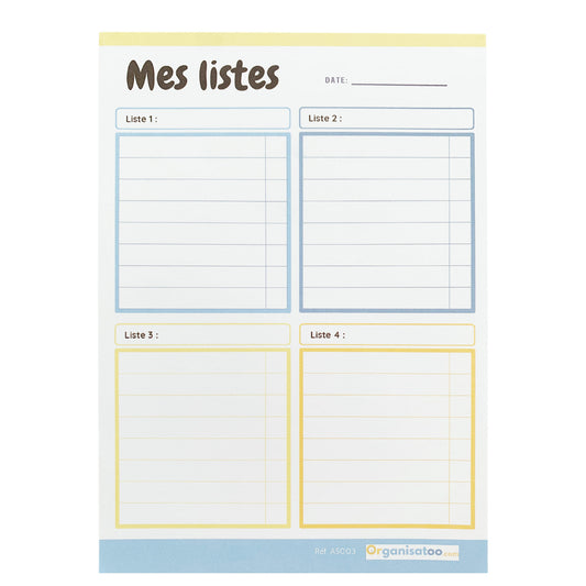 Bloc Mes listes - to do list par thème ou projet