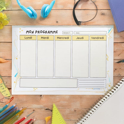 Bloc Mini programme semaine A5 - 5 jours - Organisatoo