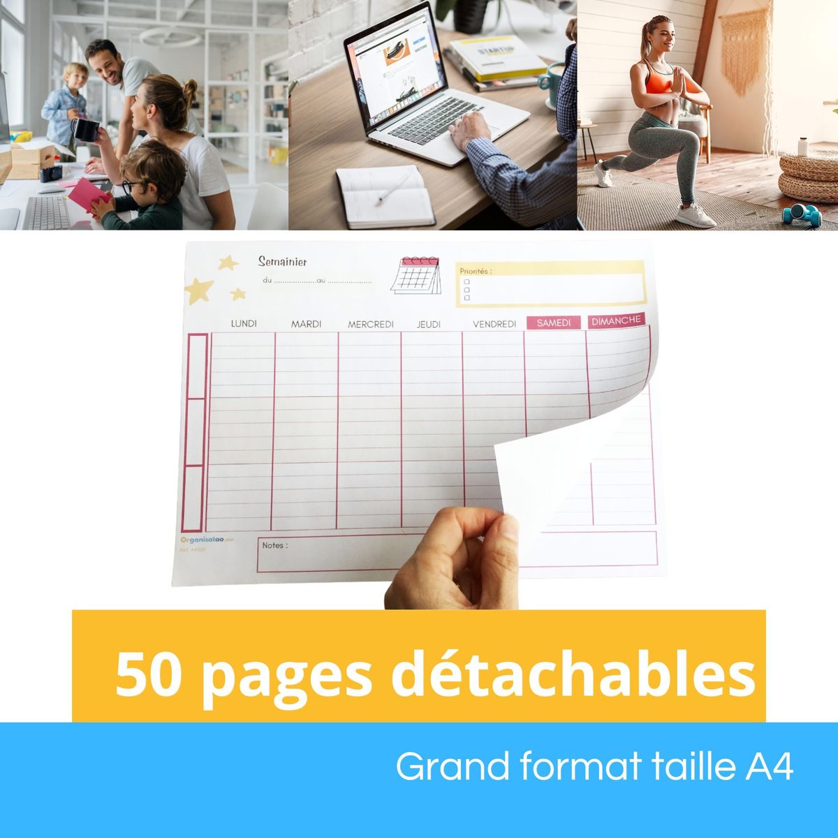 bloc note planning semaine A4