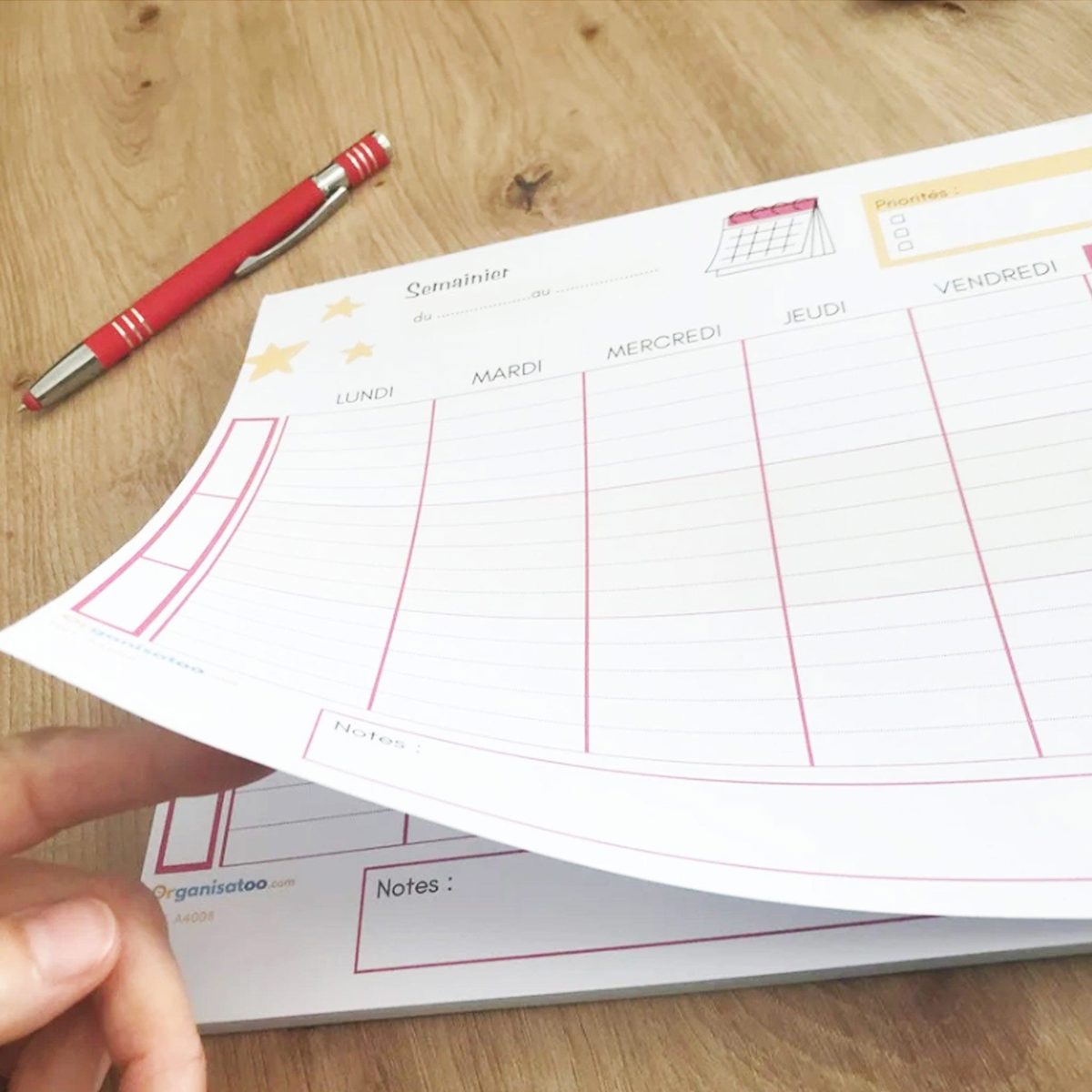semainier de bureau papier