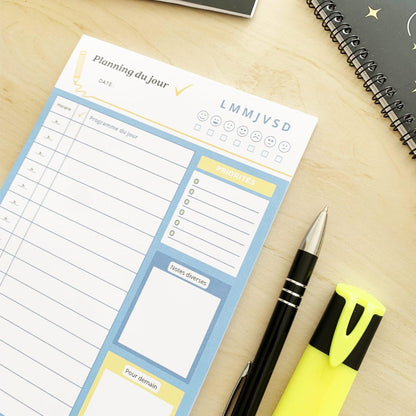 Bloc Planning du jour - planificateur quotidien A5 - Organisatoo