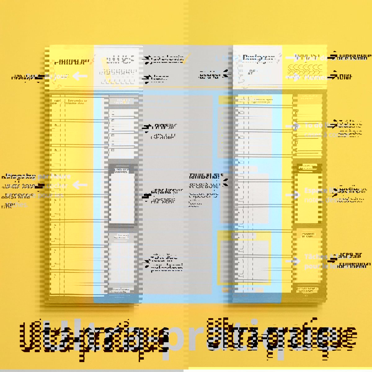 Bloc Planning du jour - planificateur quotidien A5 - Organisatoo