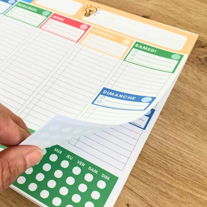 Programme de la semaine A4 - Bloc 50 pages planner avec tracker
