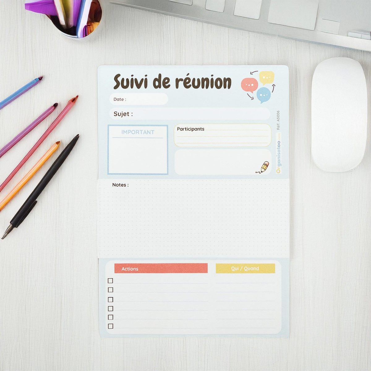 Bloc suivi de réunion - Notes et actions - Organisatoo