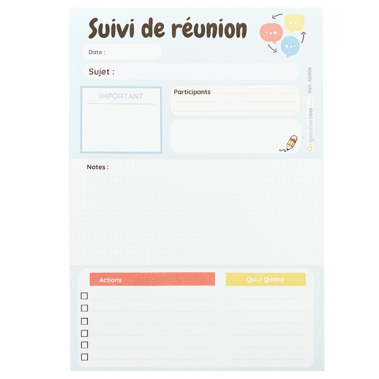 Bloc suivi de réunion - Notes et actions