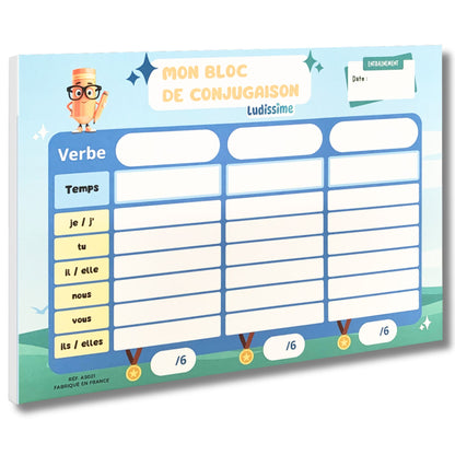 Bloc-notes de conjugaison à remplir 50 pages détachables A5