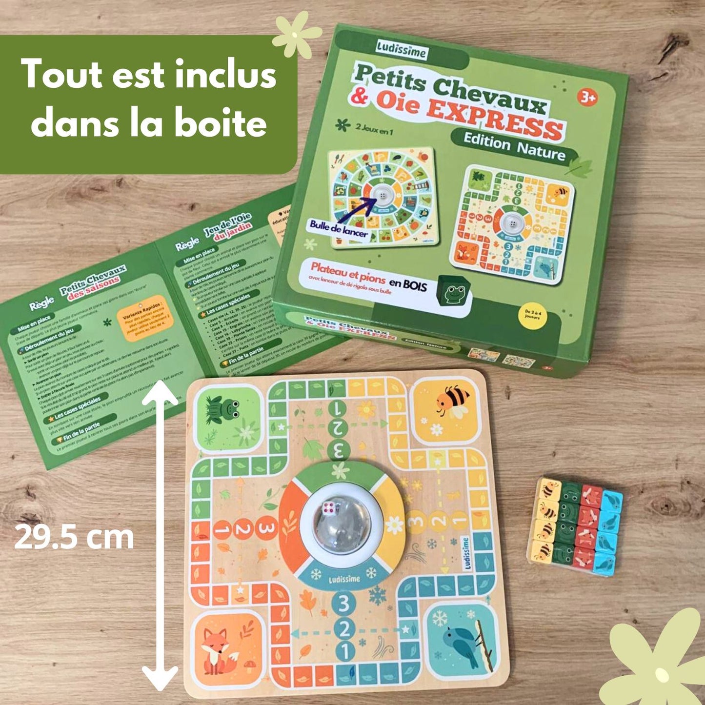 Jeu de petits chevaux en bois et oie express - Jeu de société classique familal