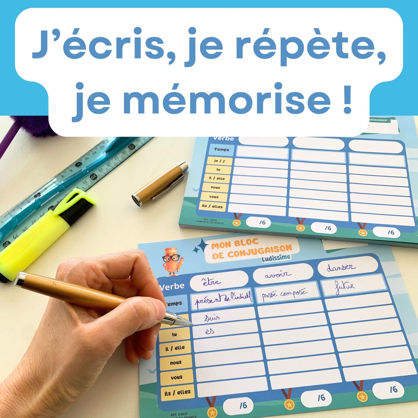 Bloc-notes de conjugaison à remplir 50 pages détachables A5