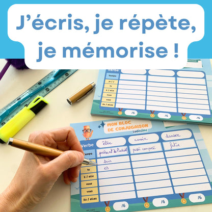 Bloc-notes de conjugaison à remplir 50 pages détachables A5