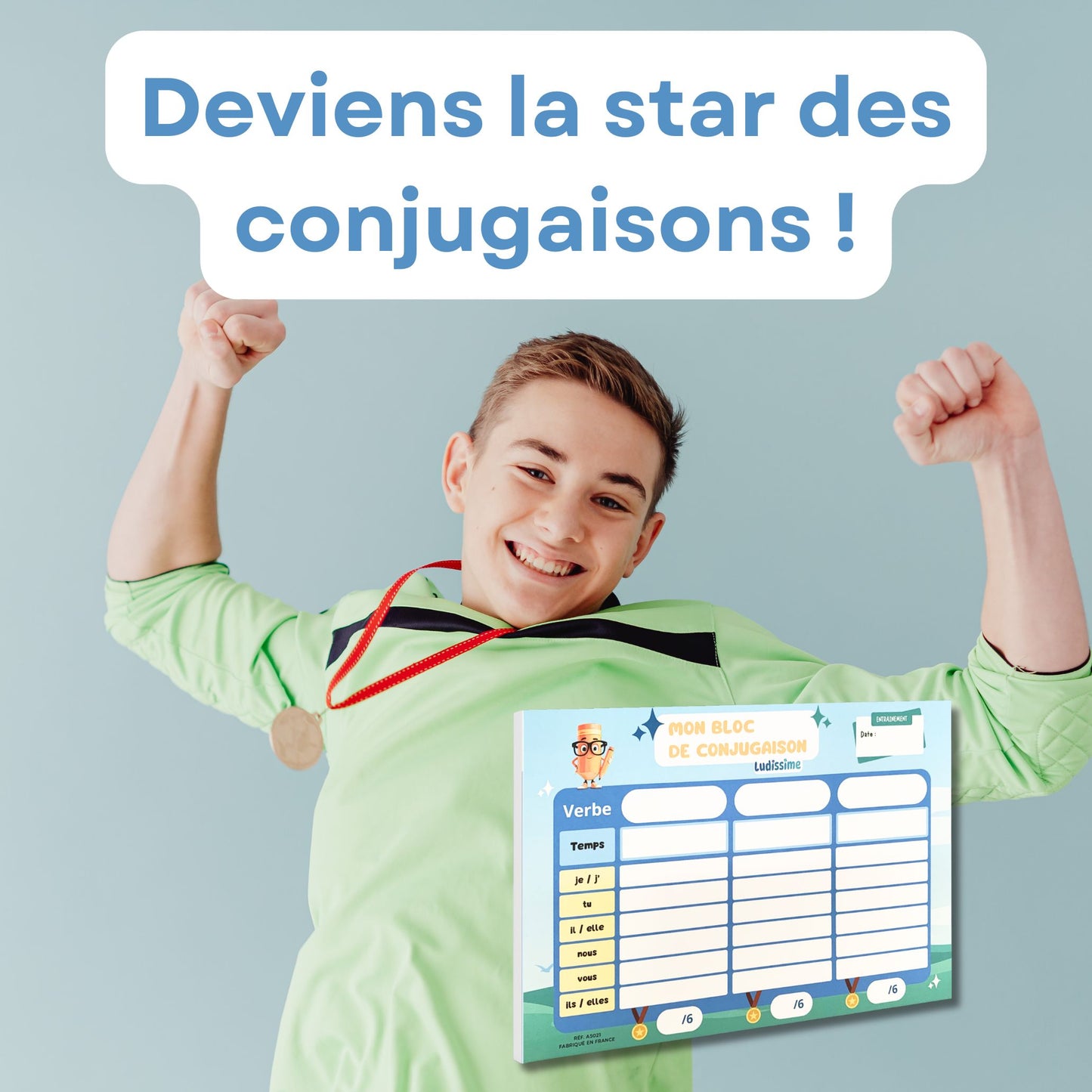 Bloc-notes de conjugaison à remplir 50 pages détachables A5