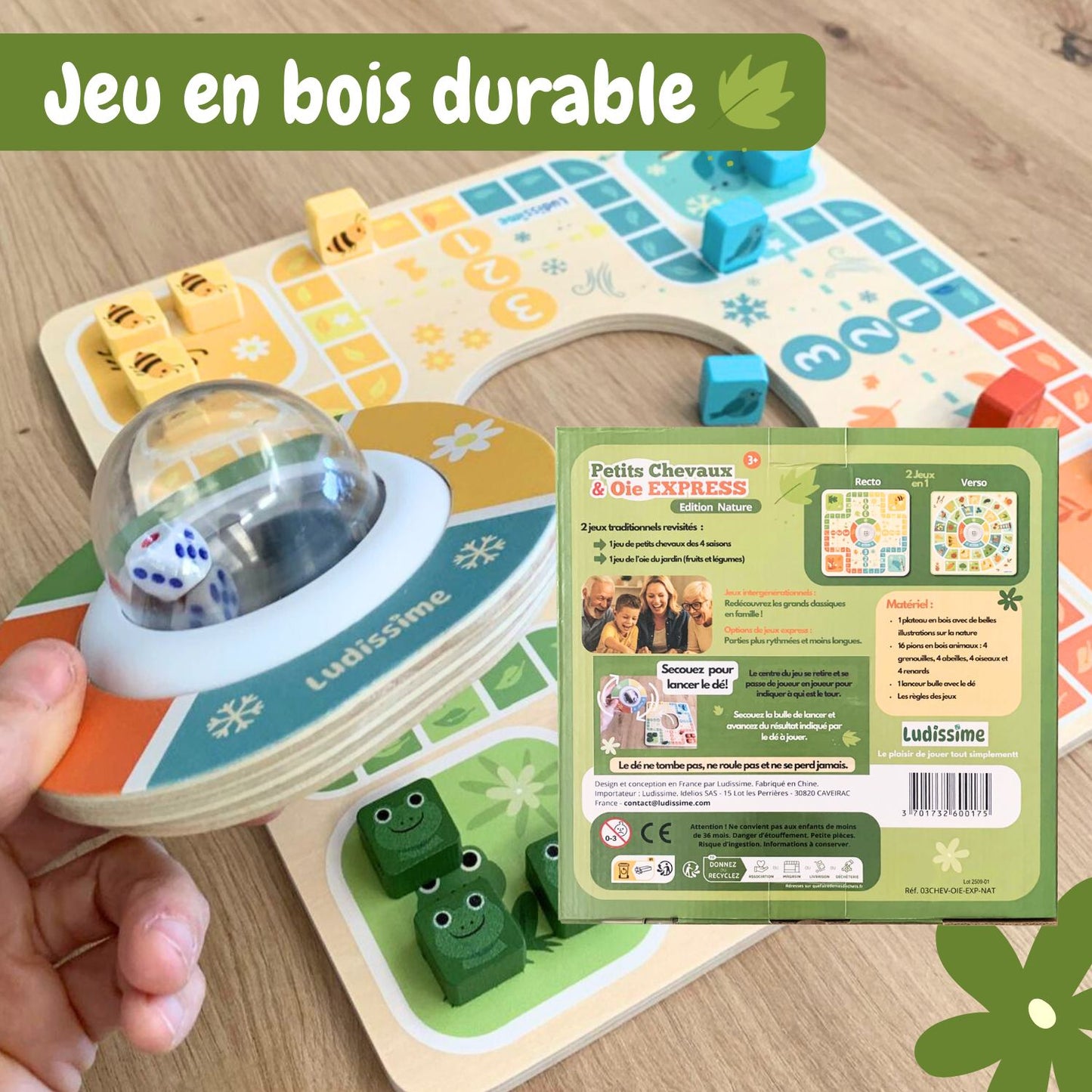 Jeu de petits chevaux en bois et oie express - Jeu de société classique familal