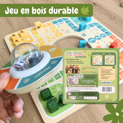 Jeu de petits chevaux en bois et oie express - Jeu de société classique familal