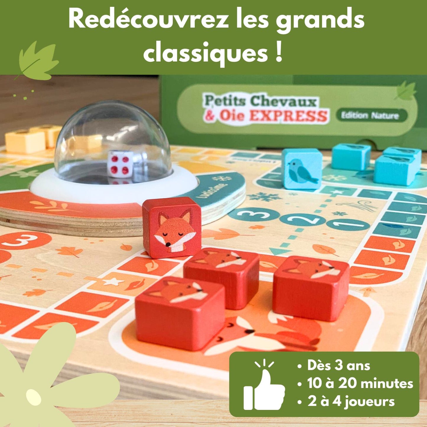 Jeu de petits chevaux en bois et oie express - Jeu de société classique familal