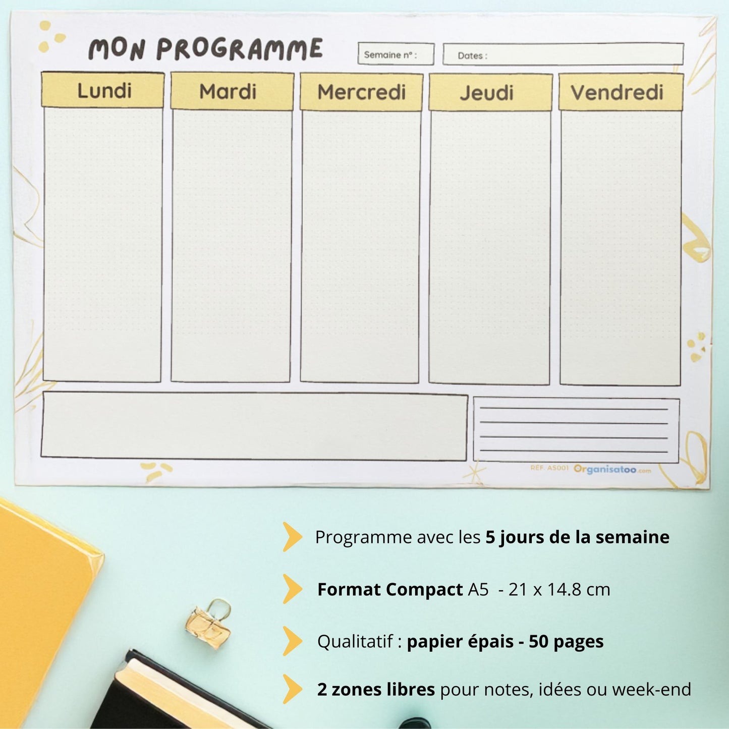 Bloc Mini programme semaine A5 - 5 jours