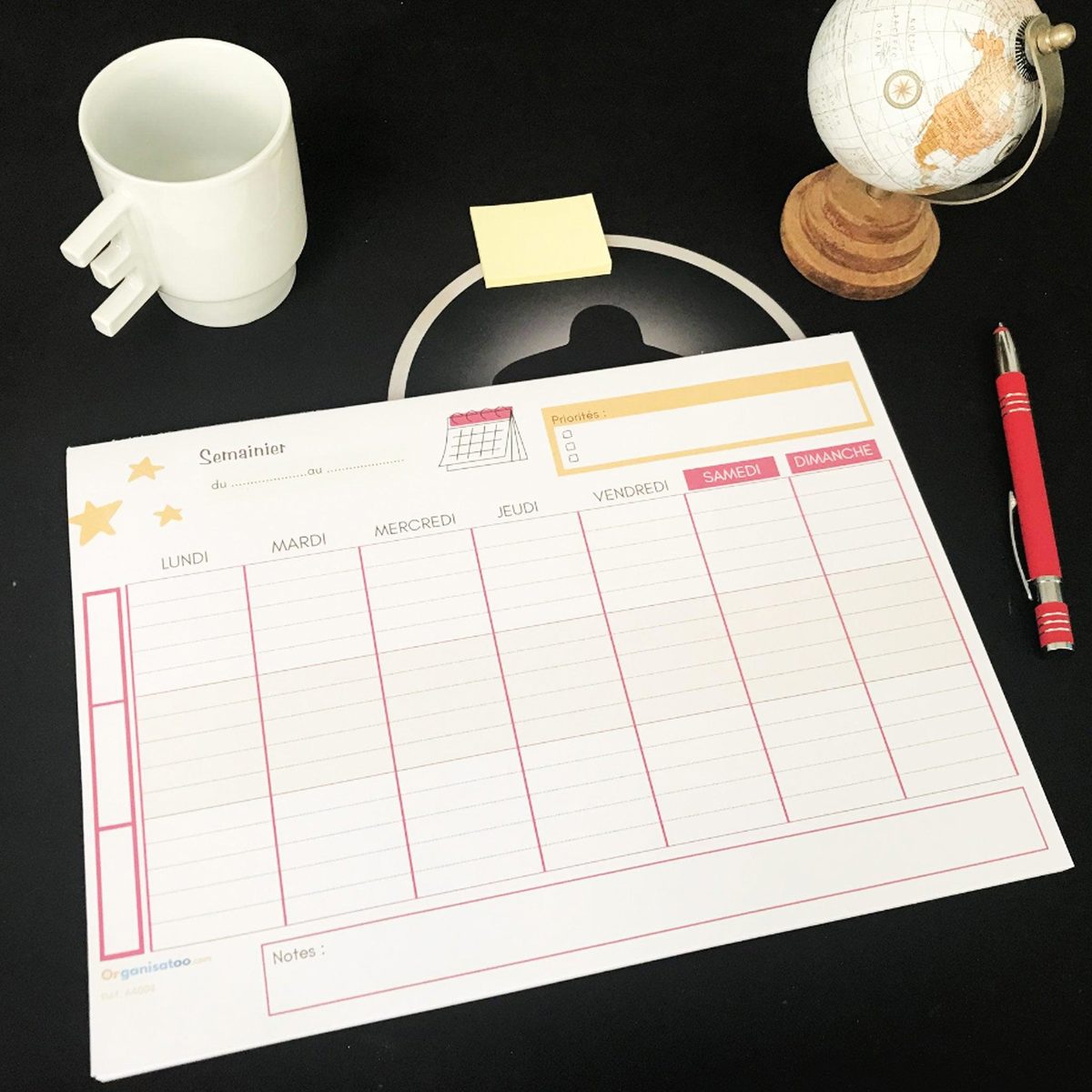 Bloc planificateur hebdomadaire grand format A4 - Organisatoo
