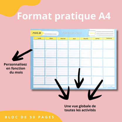 Planner A4 organisation du mois